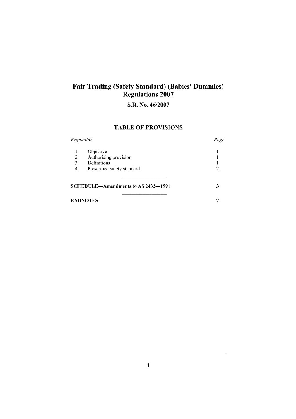 Fair Trading (Safety Standard) (Babies' Dummies) Regulations 2007