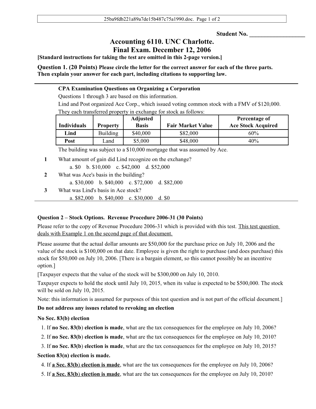 Discussion Problem Related to Reading Tax Cases (Michael L