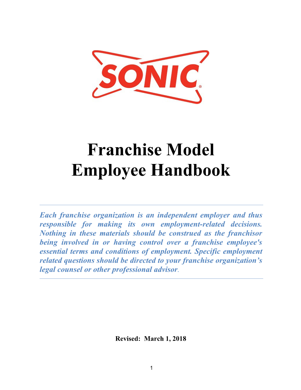 Franchise Model Employee Handbook