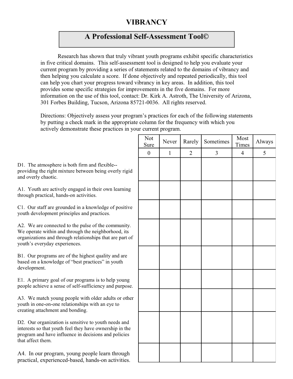 A Professional Self-Assessment Tool