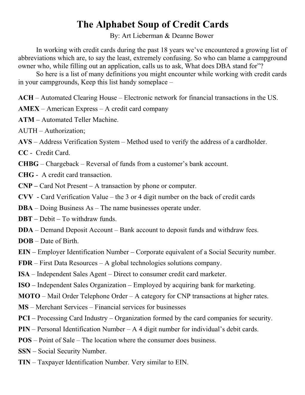 The Alphabet Soup of Credit Cards