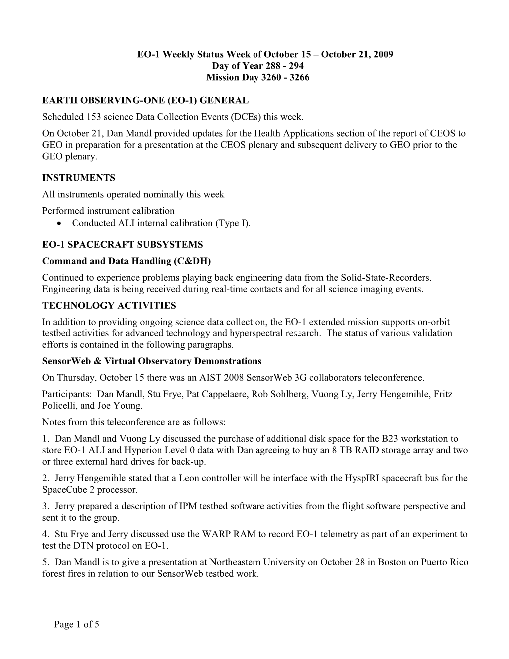 EO-1 Status Week of Jan 20-26, 2001 s10