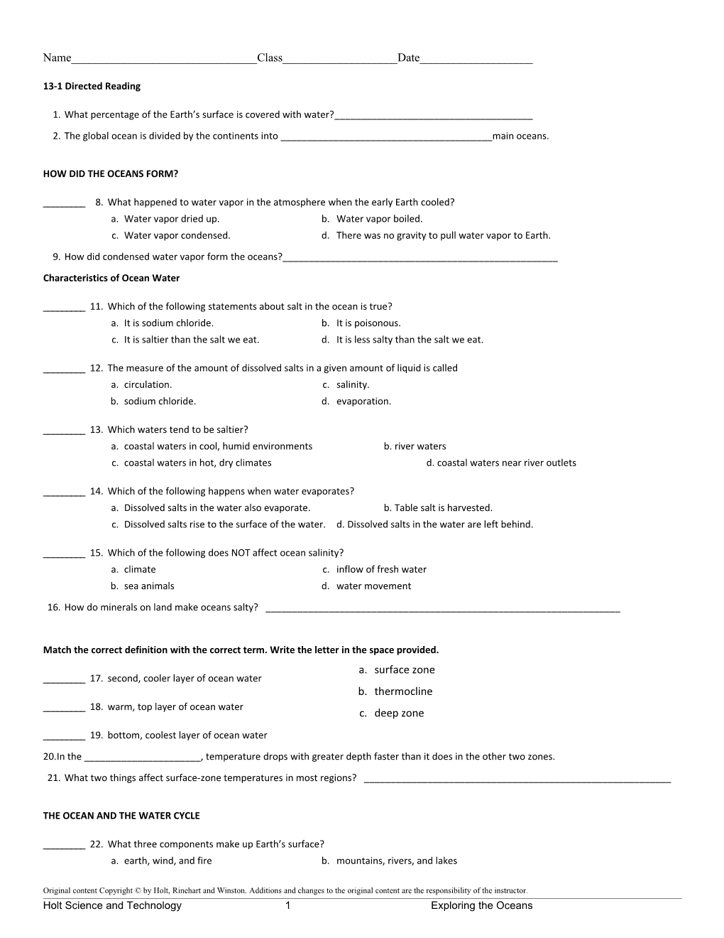 13-1 Directed Reading