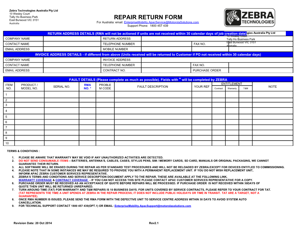 REPAIR RETURN FORM Rev 4.8