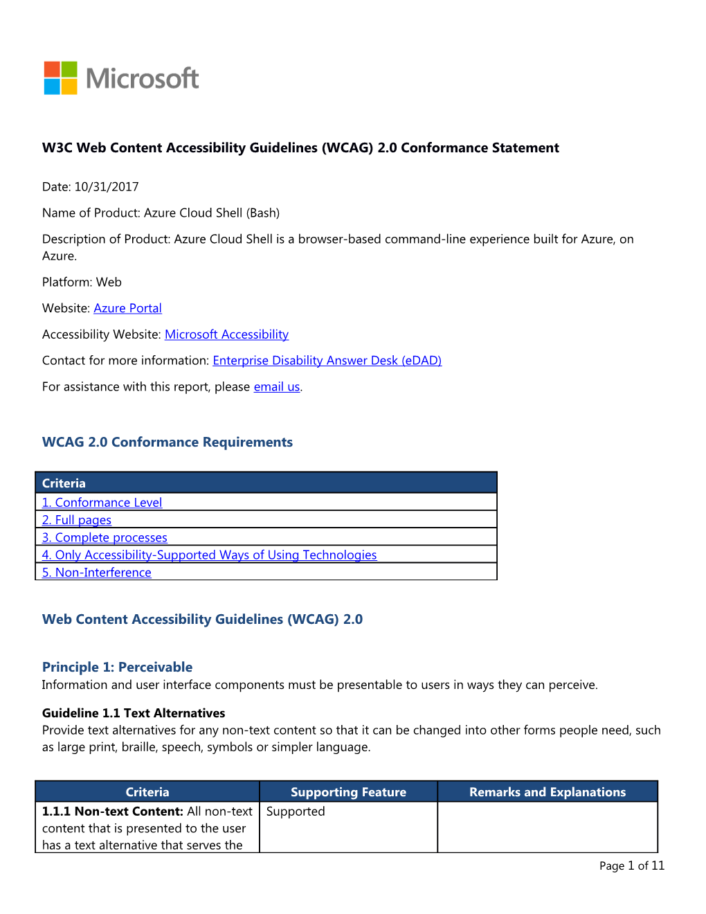 W3C Web Content Accessibility Guidelines (WCAG) 2.0 Conformance Statement s8