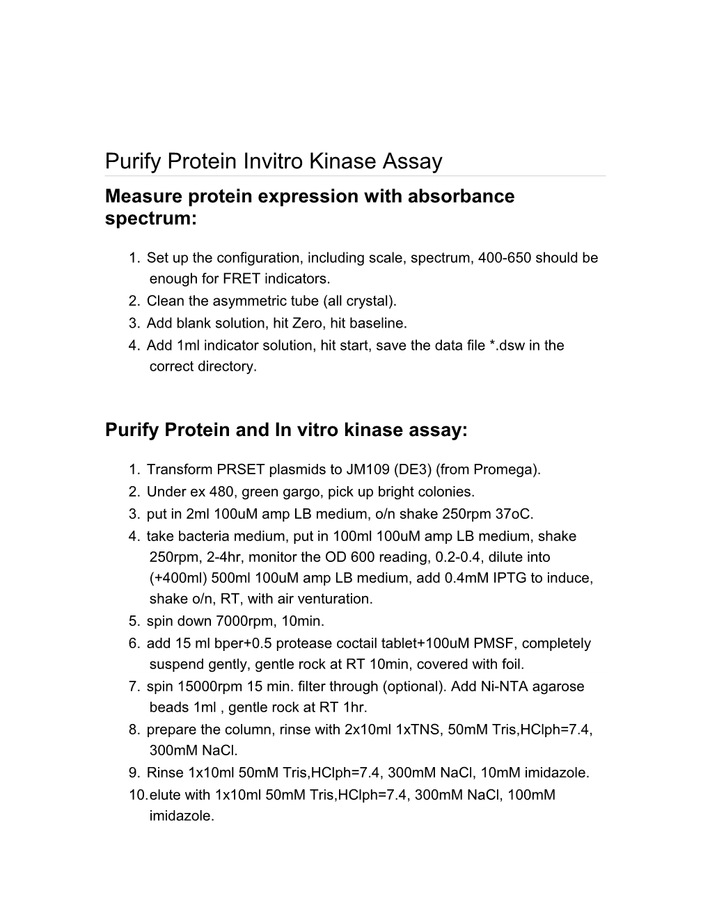 Purify Protein Invitro Kinase Assay