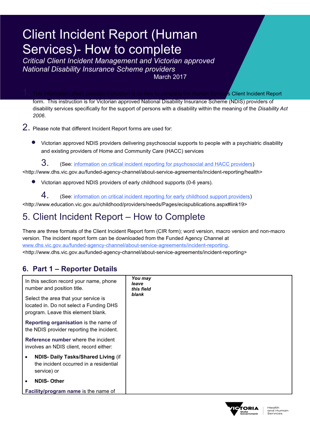 Client Incident Report - How to Complete