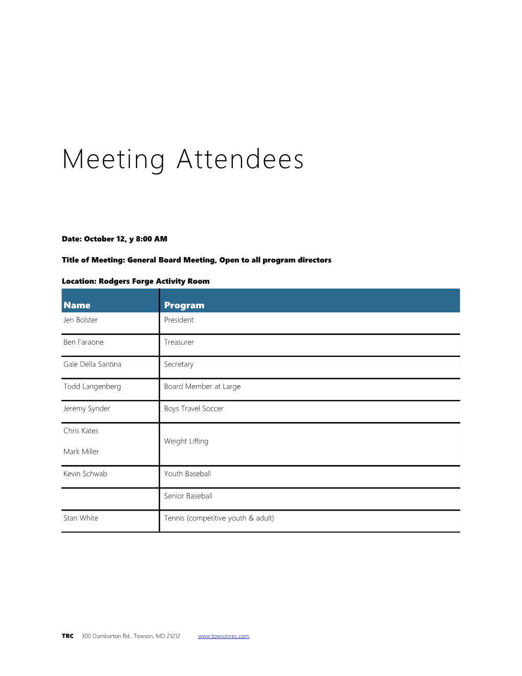 Title of Meeting: General Board Meeting, Open to All Program Directors