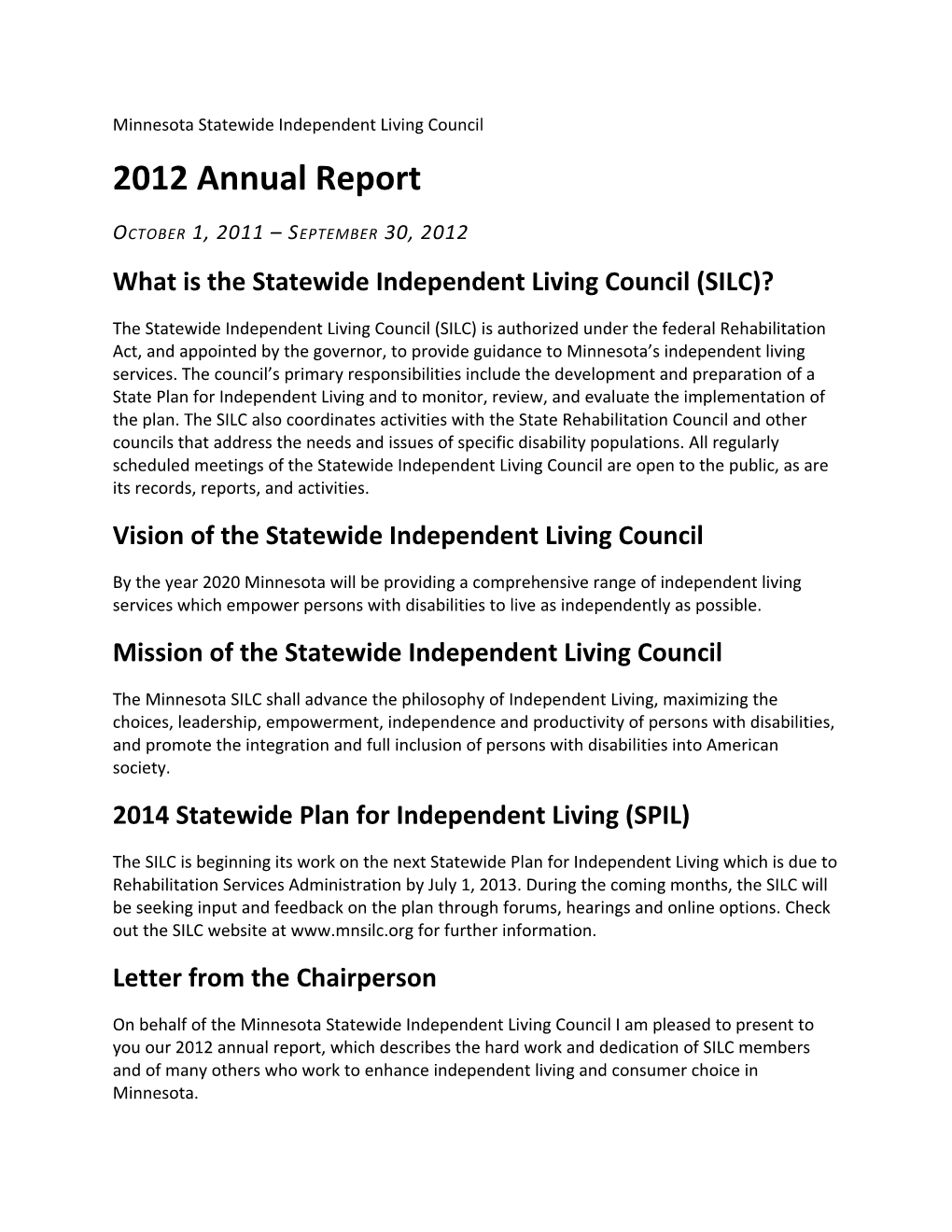 2012 SILC Annual Report