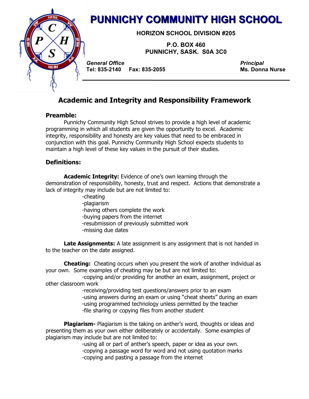 2017-2018 Academic Integrity and Responsibility and Framework