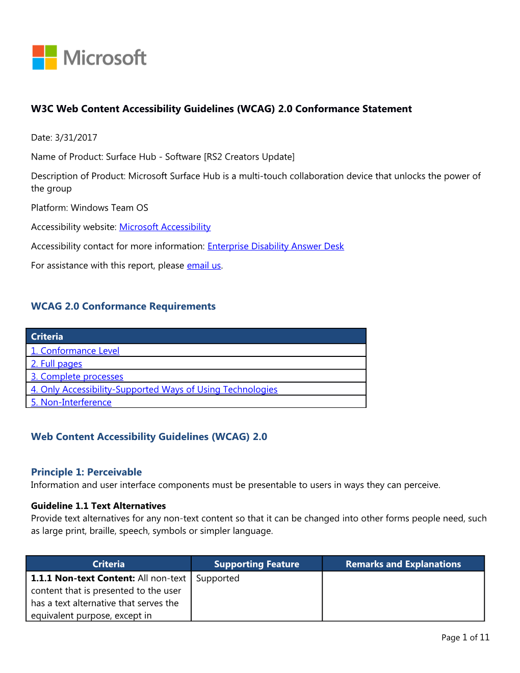 W3C Web Content Accessibility Guidelines (WCAG) 2.0 Conformance Statement s10