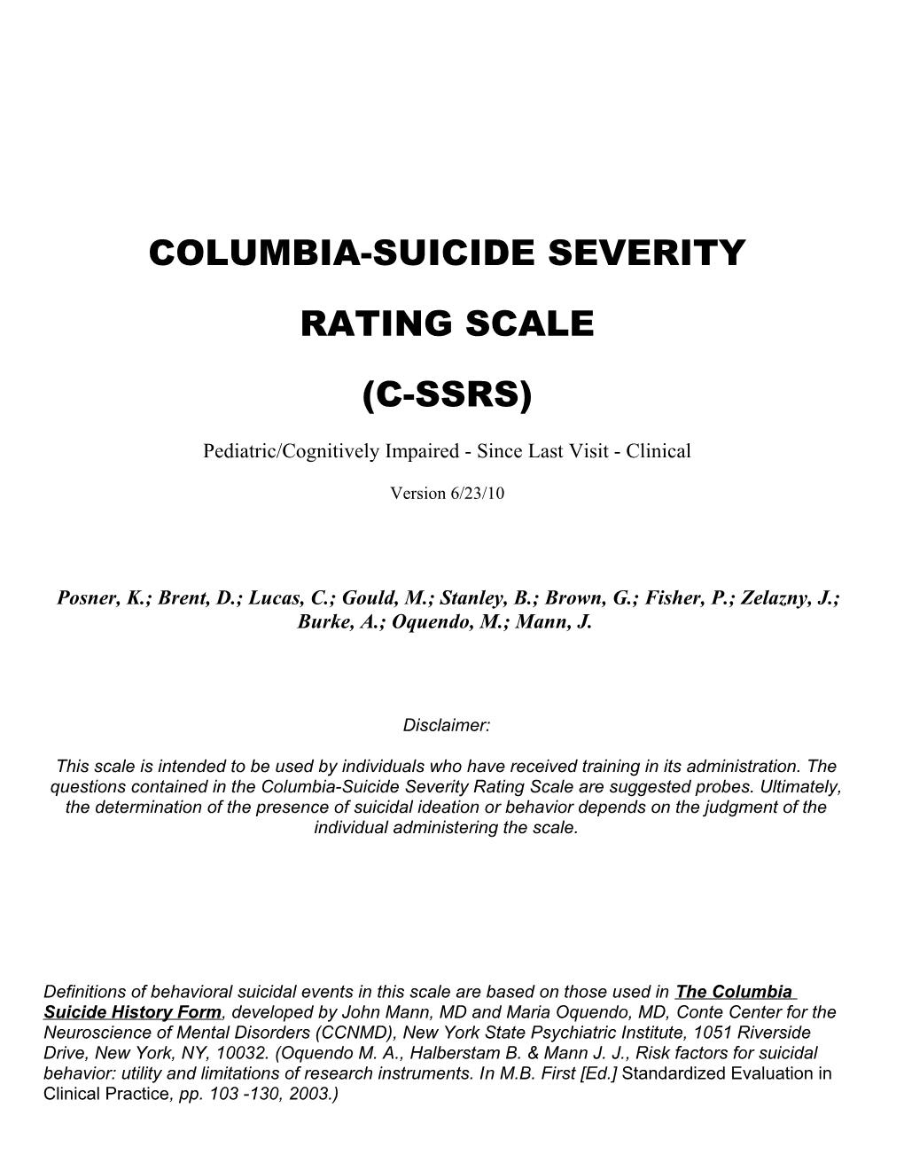 Columbia-Suicide Severity