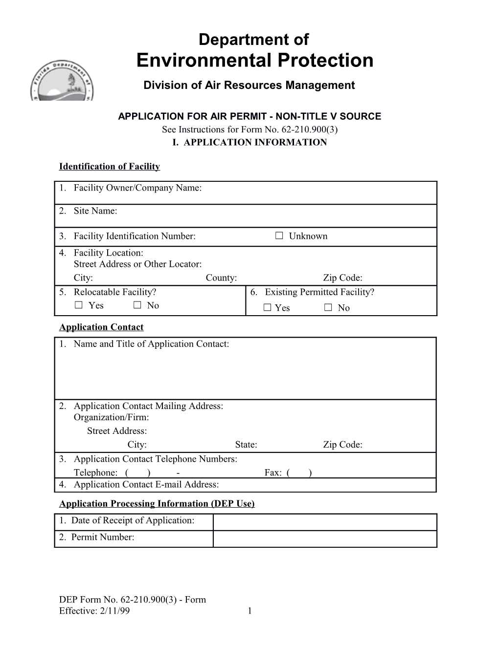 Application for Air Permit - Non-Title V Source