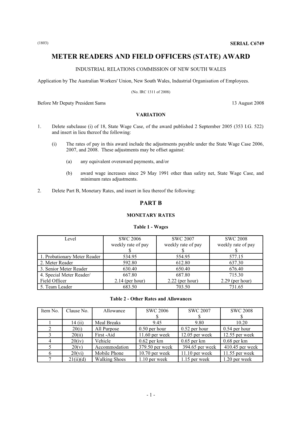 Meter Readers and Field Officers (State) Award