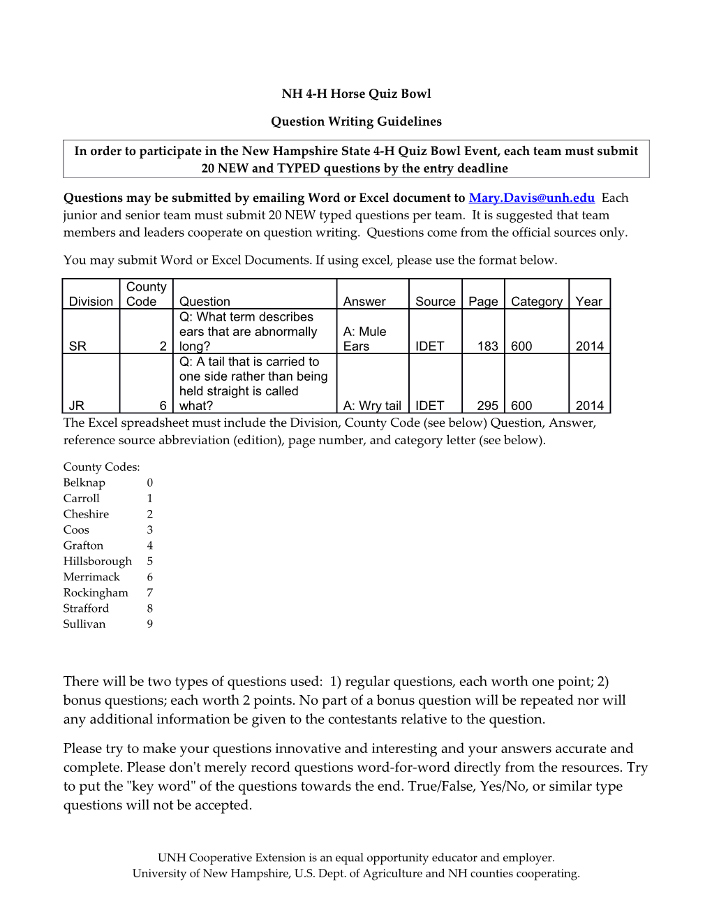 NH 4-H Horse Quiz Bowl