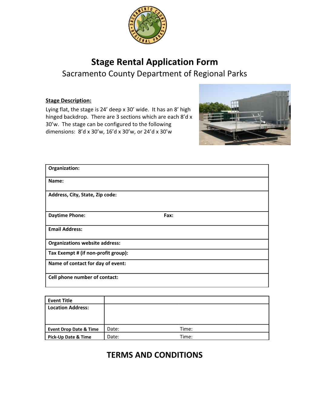 Stage Rental Application Form