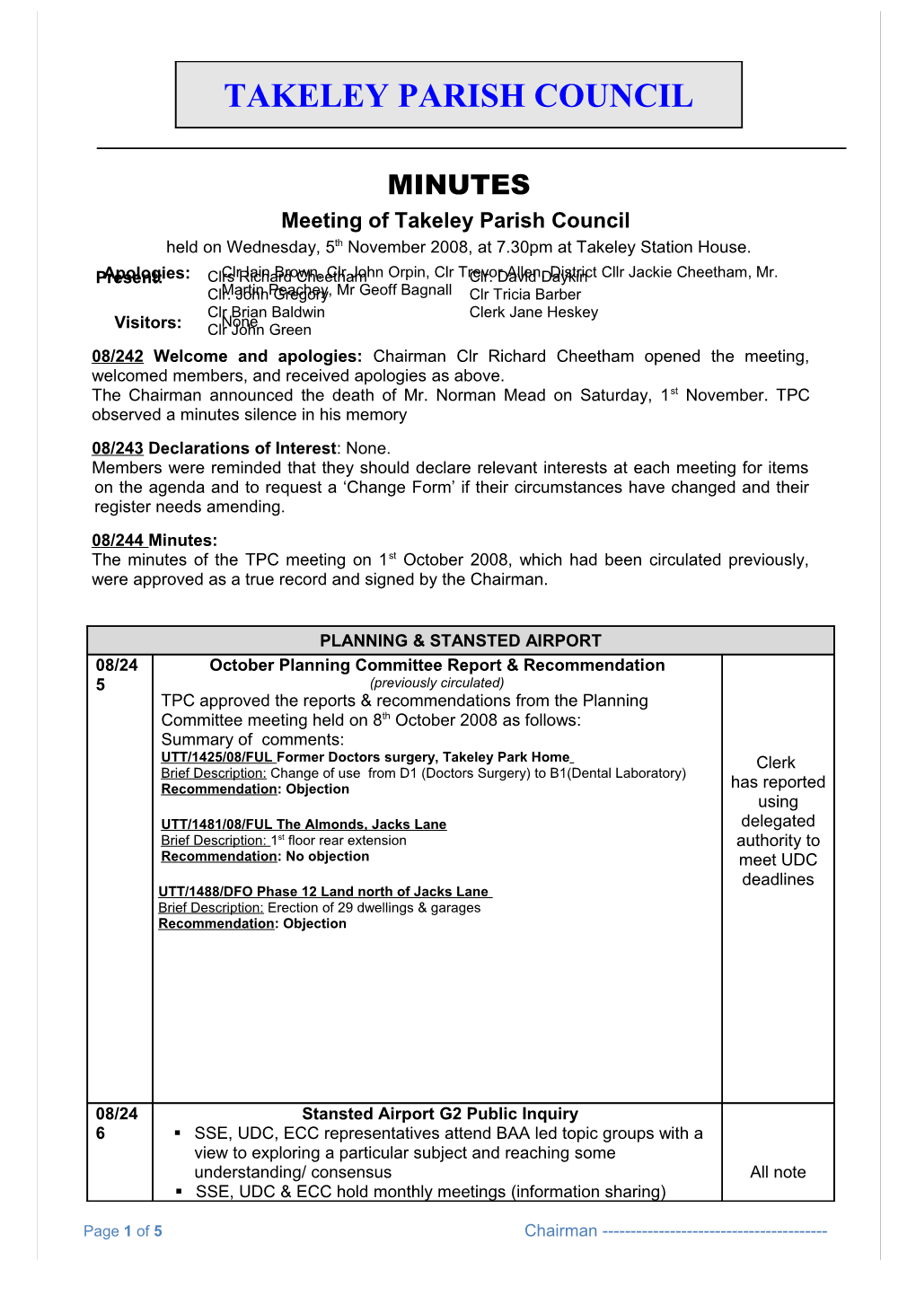 Takeley Parish Council s1