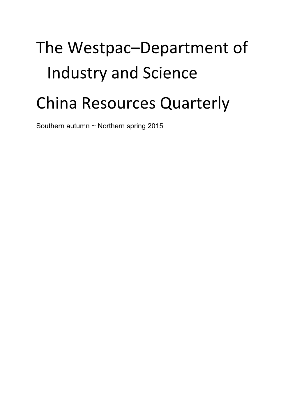 China Resources Quarterly