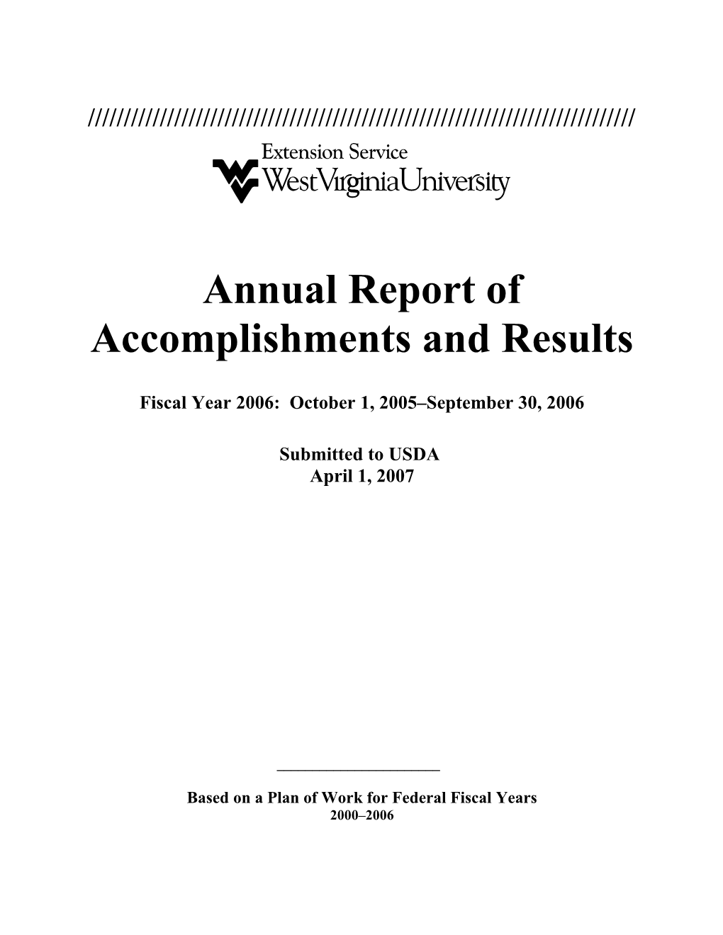 Annual Report of Accomplishments and Results