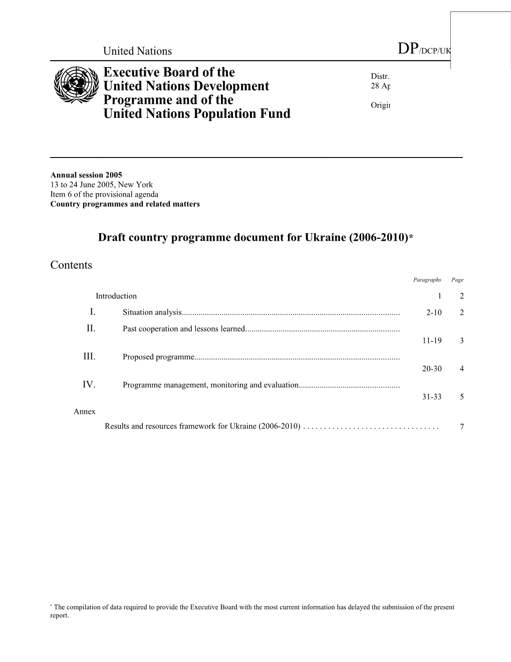 Part I: Situation Analysis