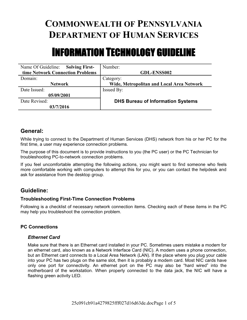 Solving First-Time Network Connection Problems