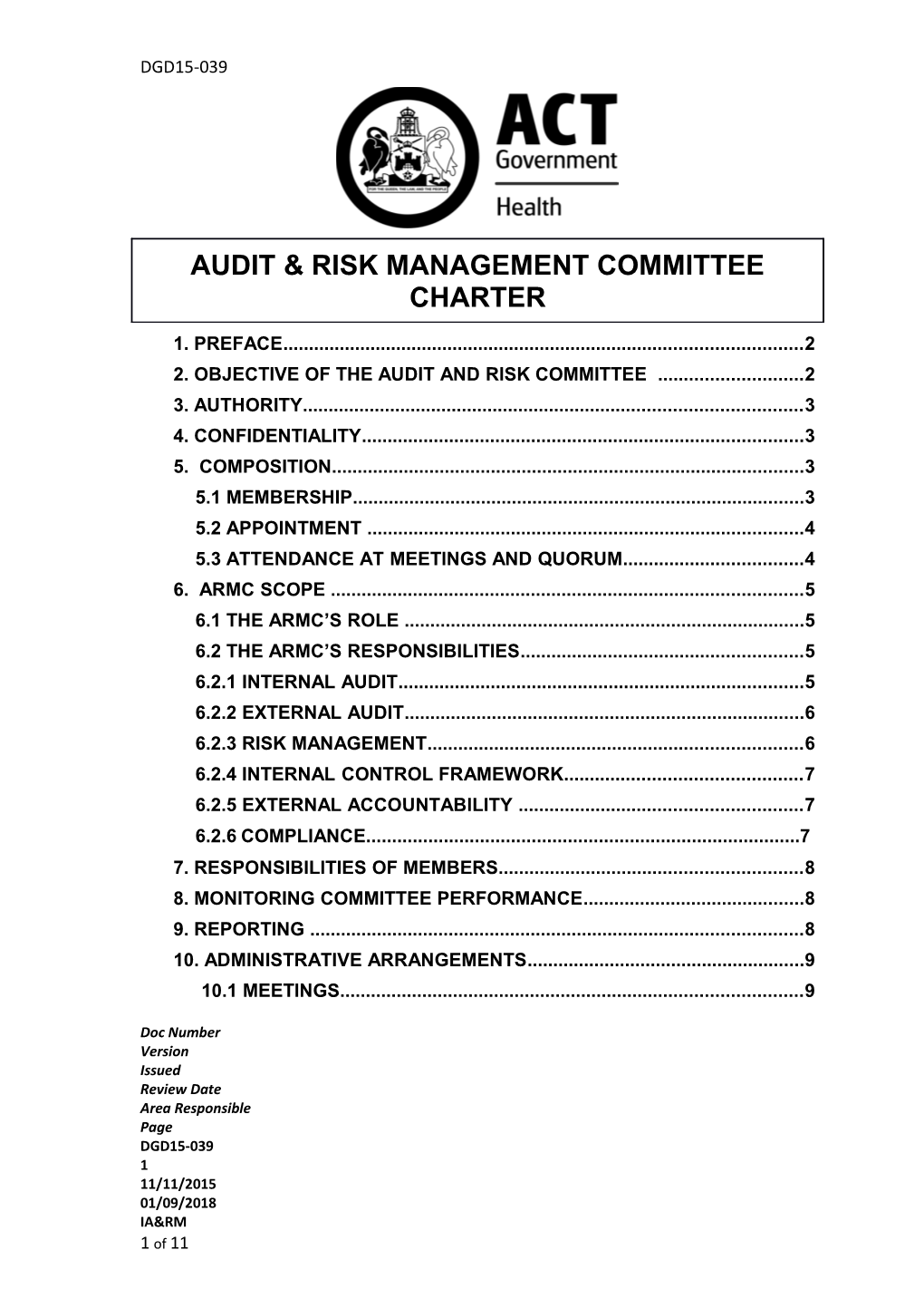 Audit and Risk Management Committee Charter