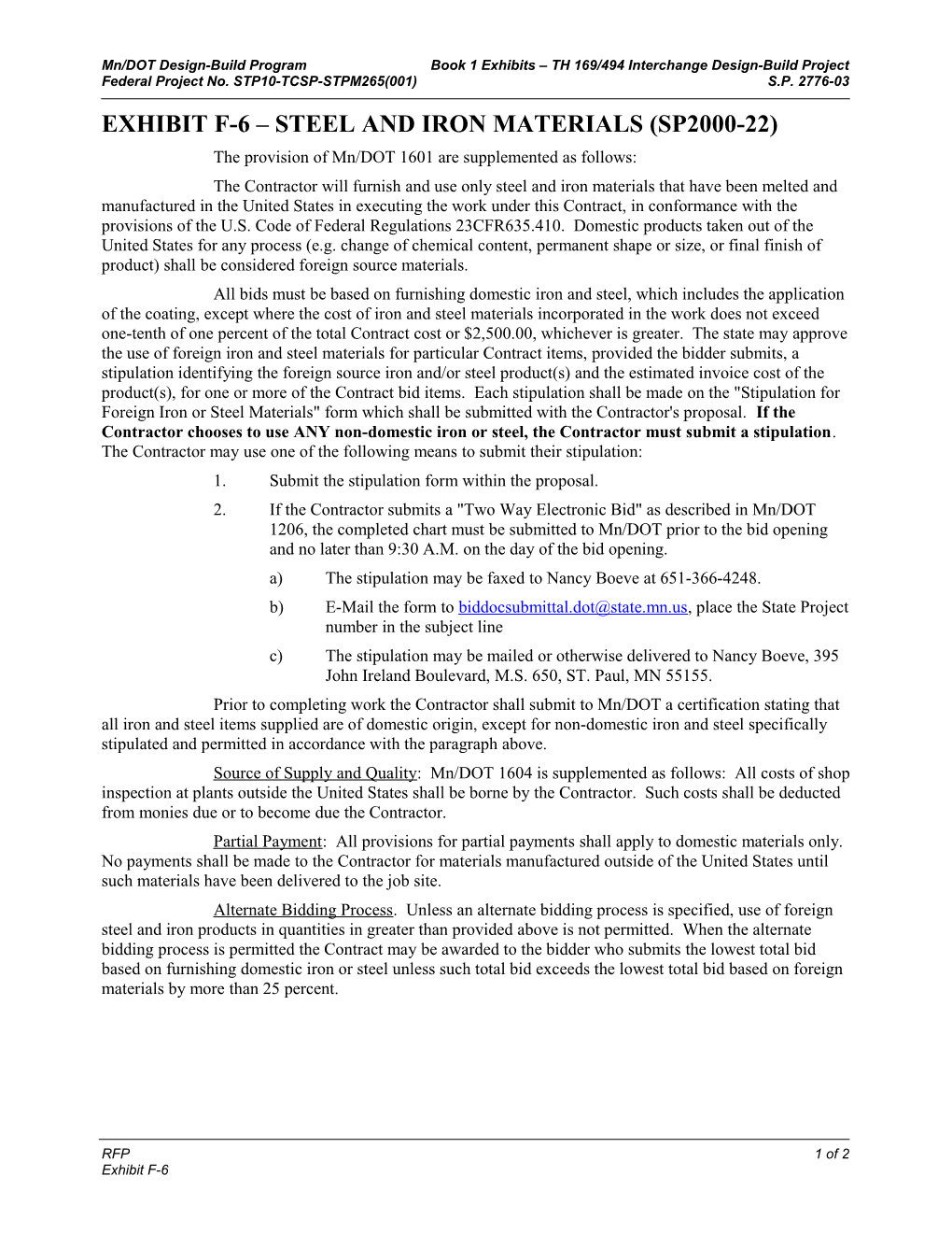 Mn/DOT Design-Build Programbook 1 Exhibits TH 169/494 Interchange Design-Build Project