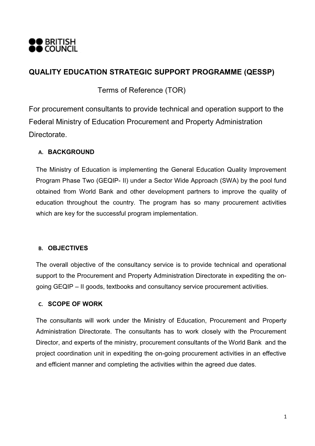 Quality Education Strategic Support Programme (Qessp)