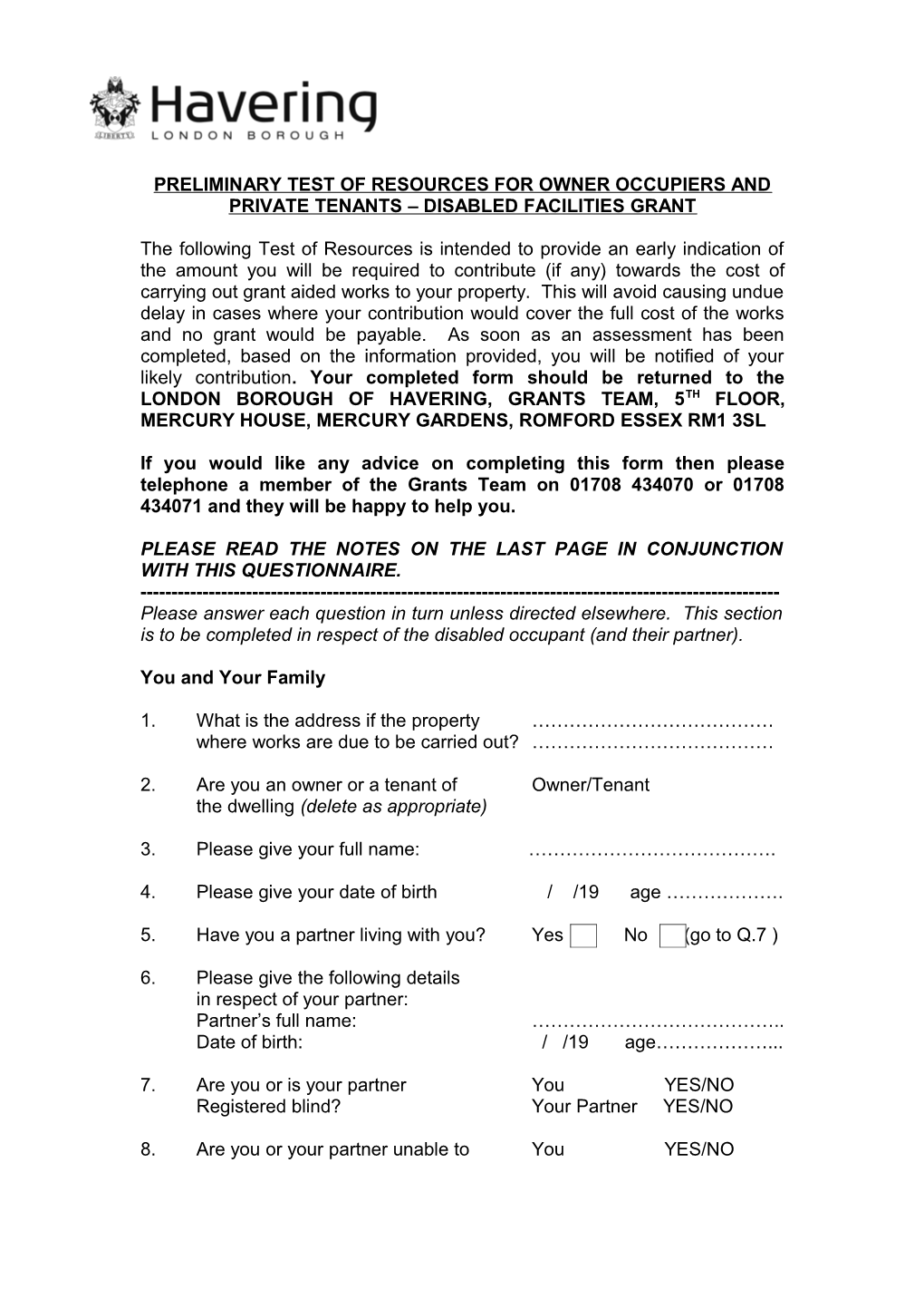 New Preliminary Means Test Form