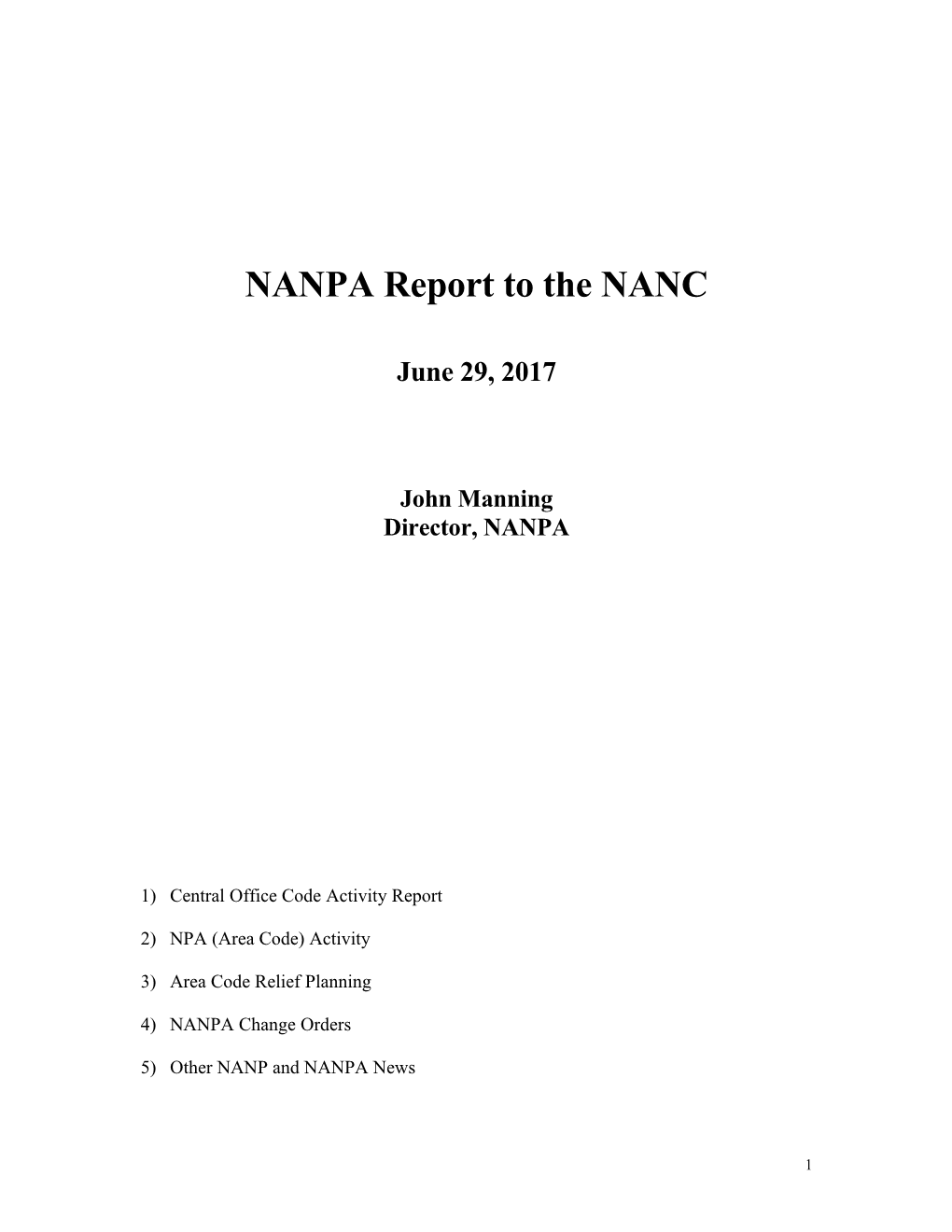 NANPA Report to the NANC s1