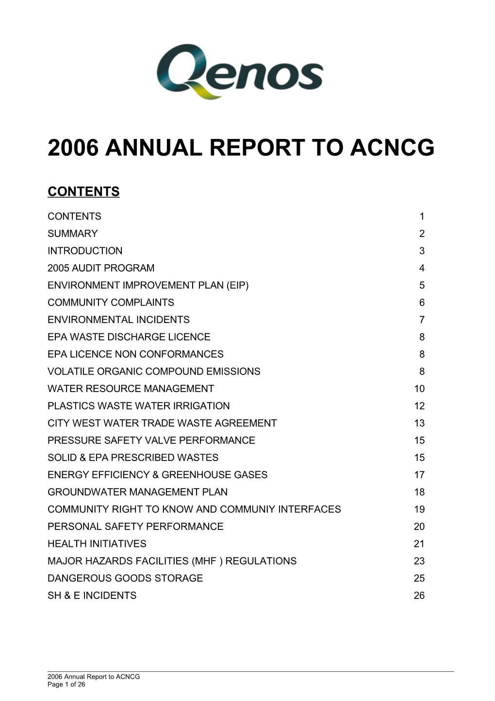 This Report Addresses the 1996 Operations of Kemcor Australia Pty. Ltd. and in Particular