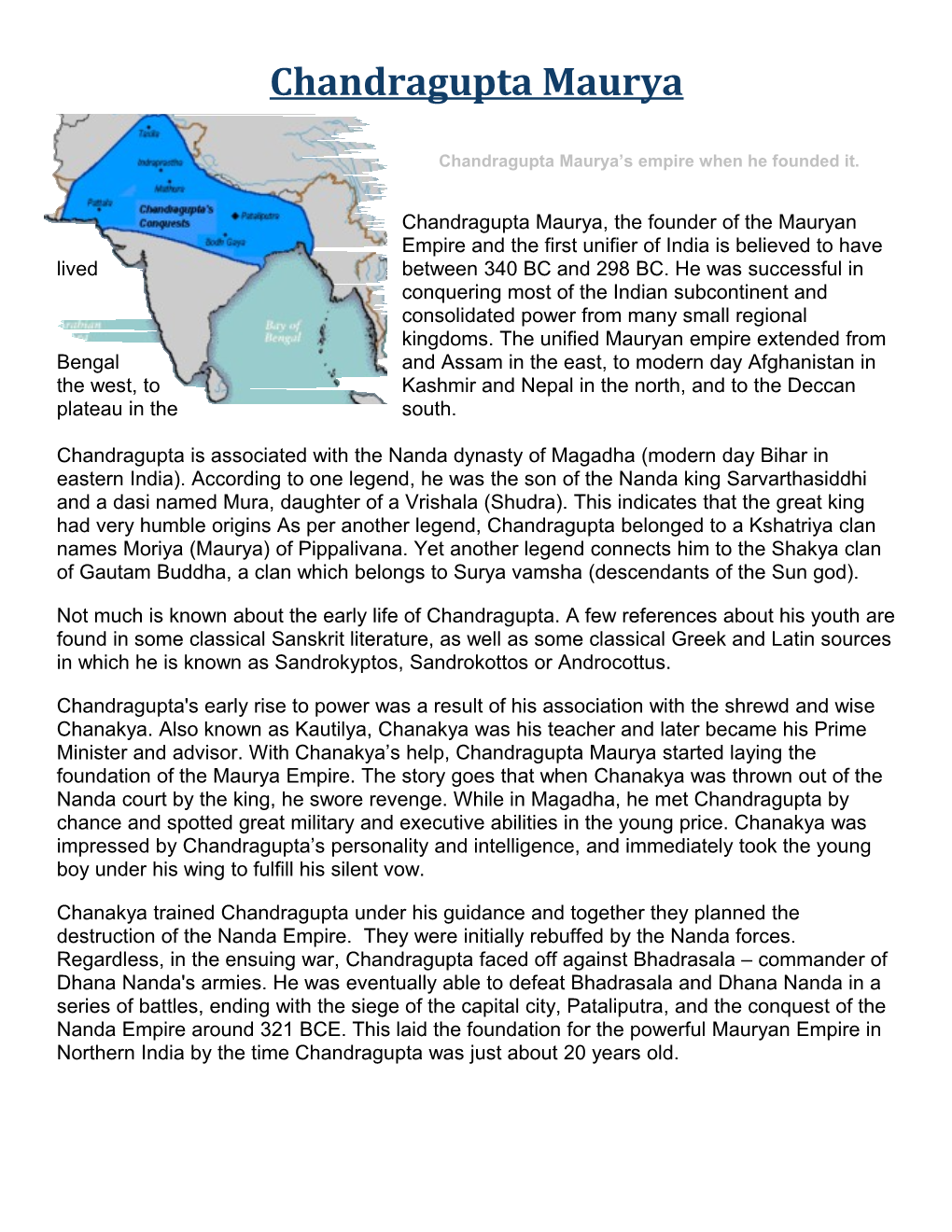 Chandragupta Maurya S Empire When He Founded It