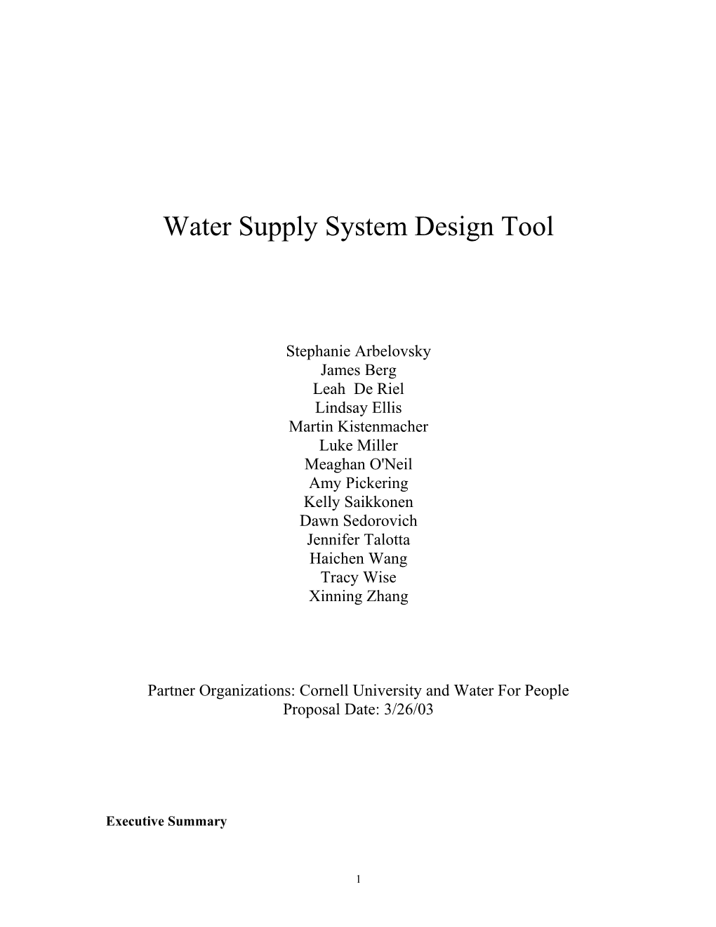 Water Supply System Design Tool