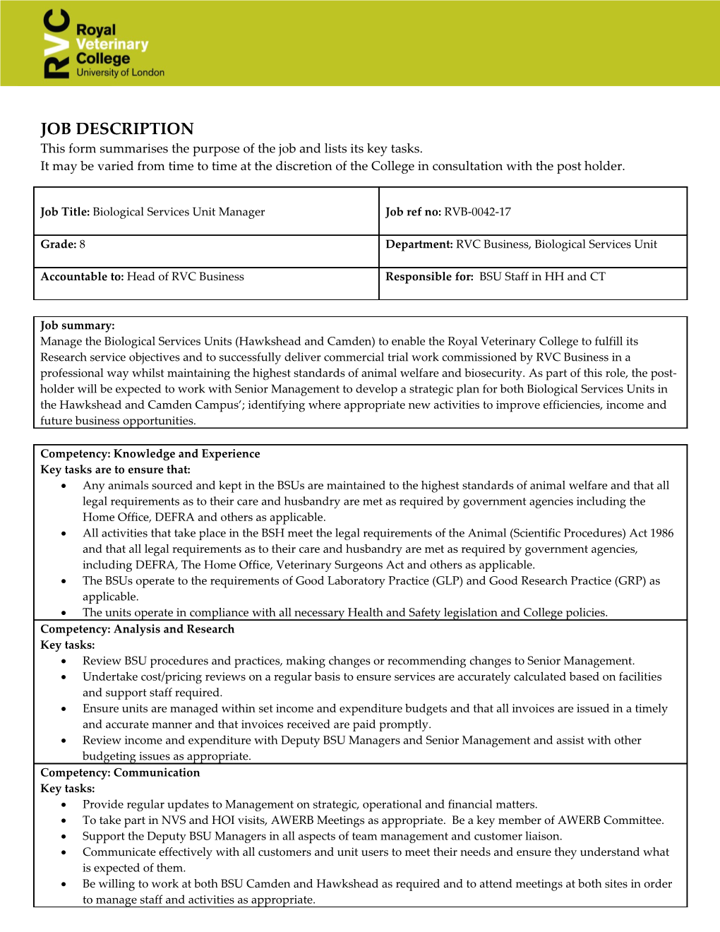 This Form Summarises the Purpose of the Job and Lists Its Key Tasks s2