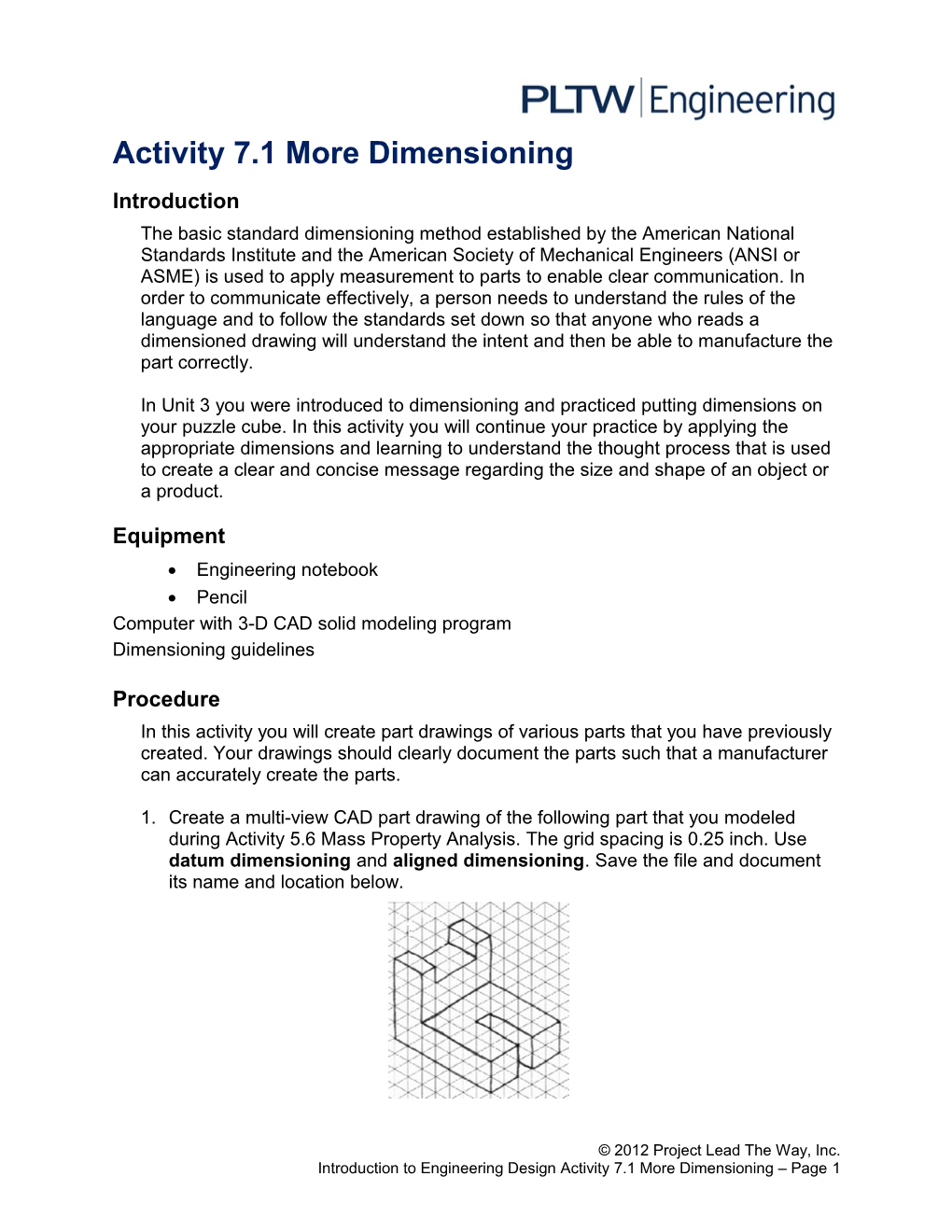 Activity 7.1 More Dimensioning