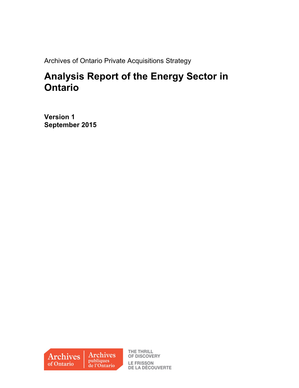 Archives of Ontario Private Acquisitions Strategy