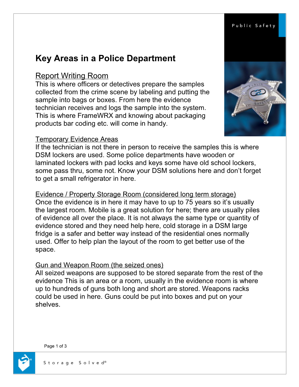 Key Areas in a Police Department