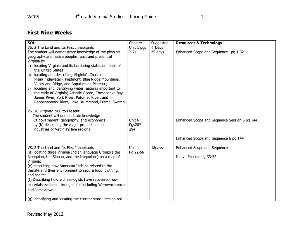 First Nine Weeks s1