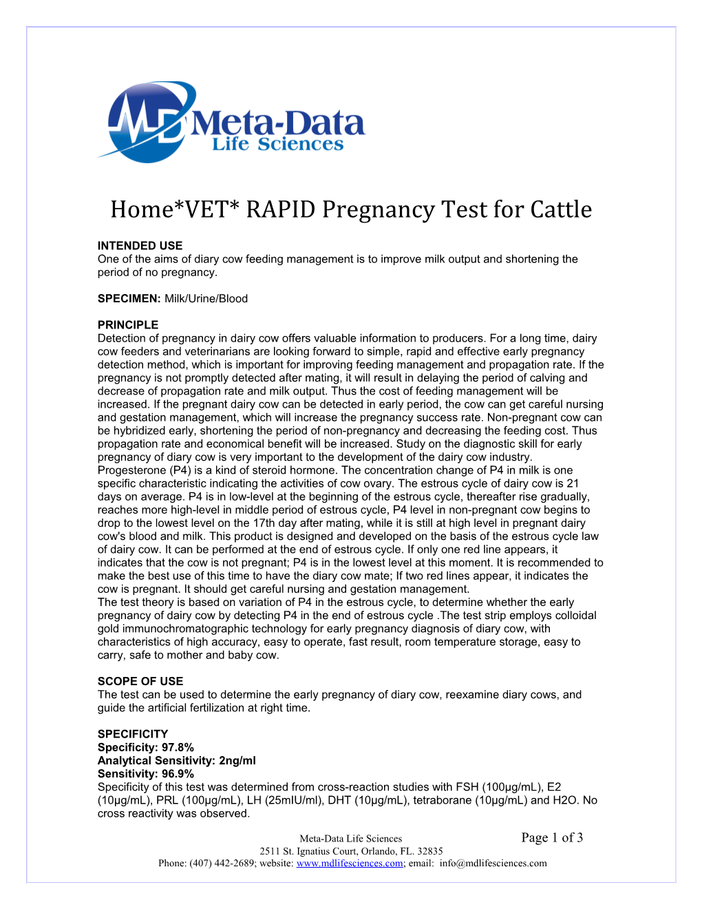 Home*VET* RAPID Pregnancy Test for Cattle