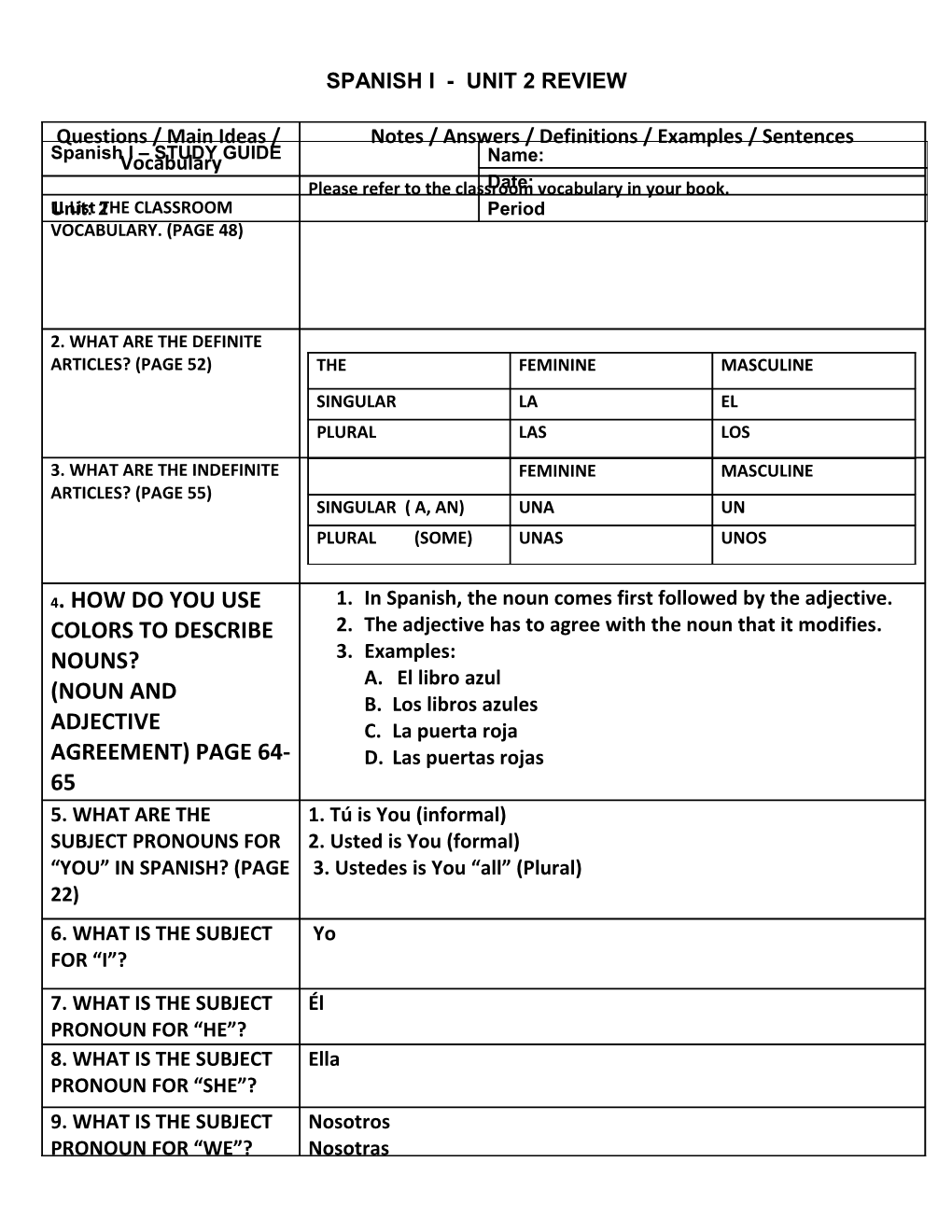 Cornell Notes Template