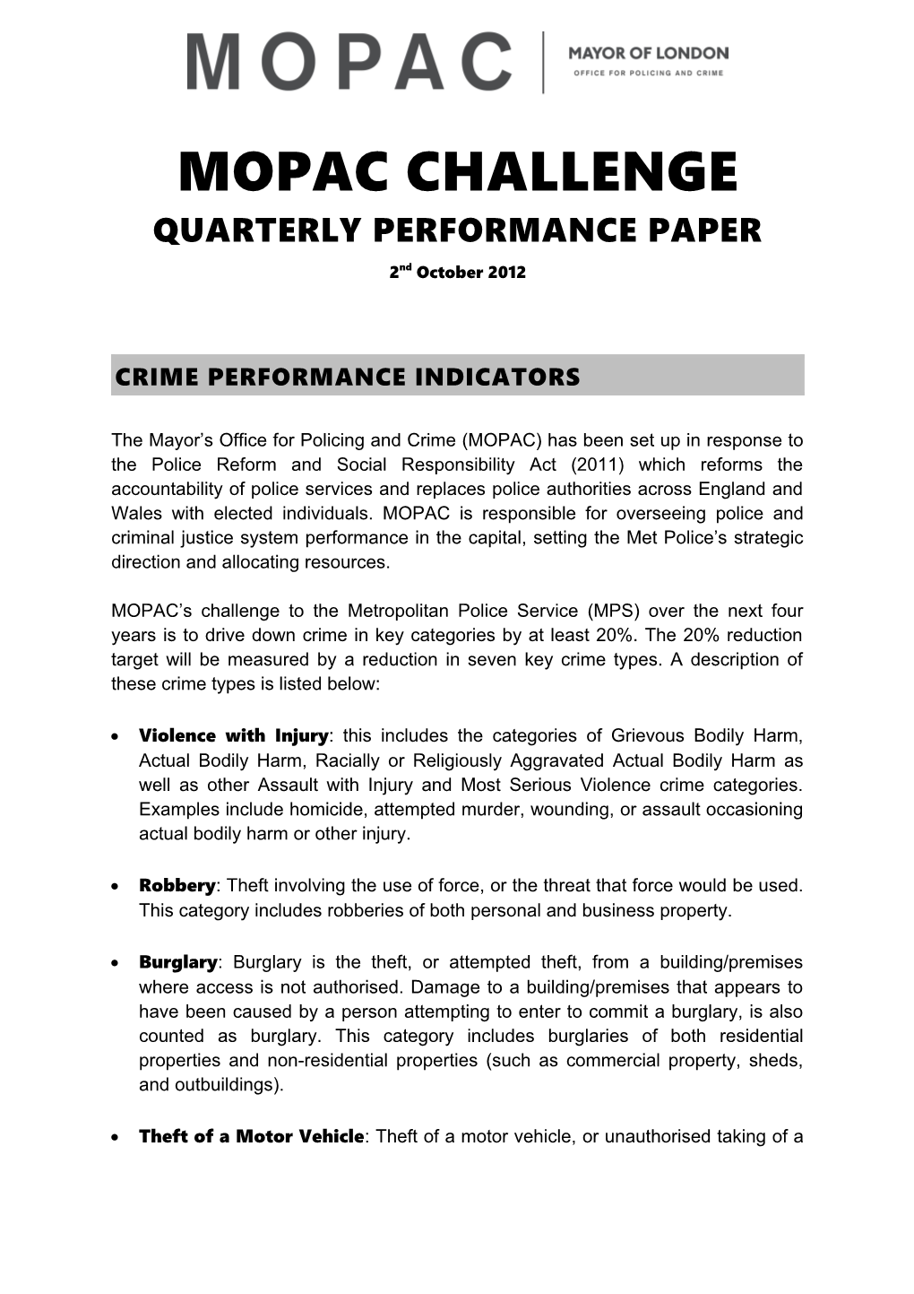 Quarterly Performance Paper