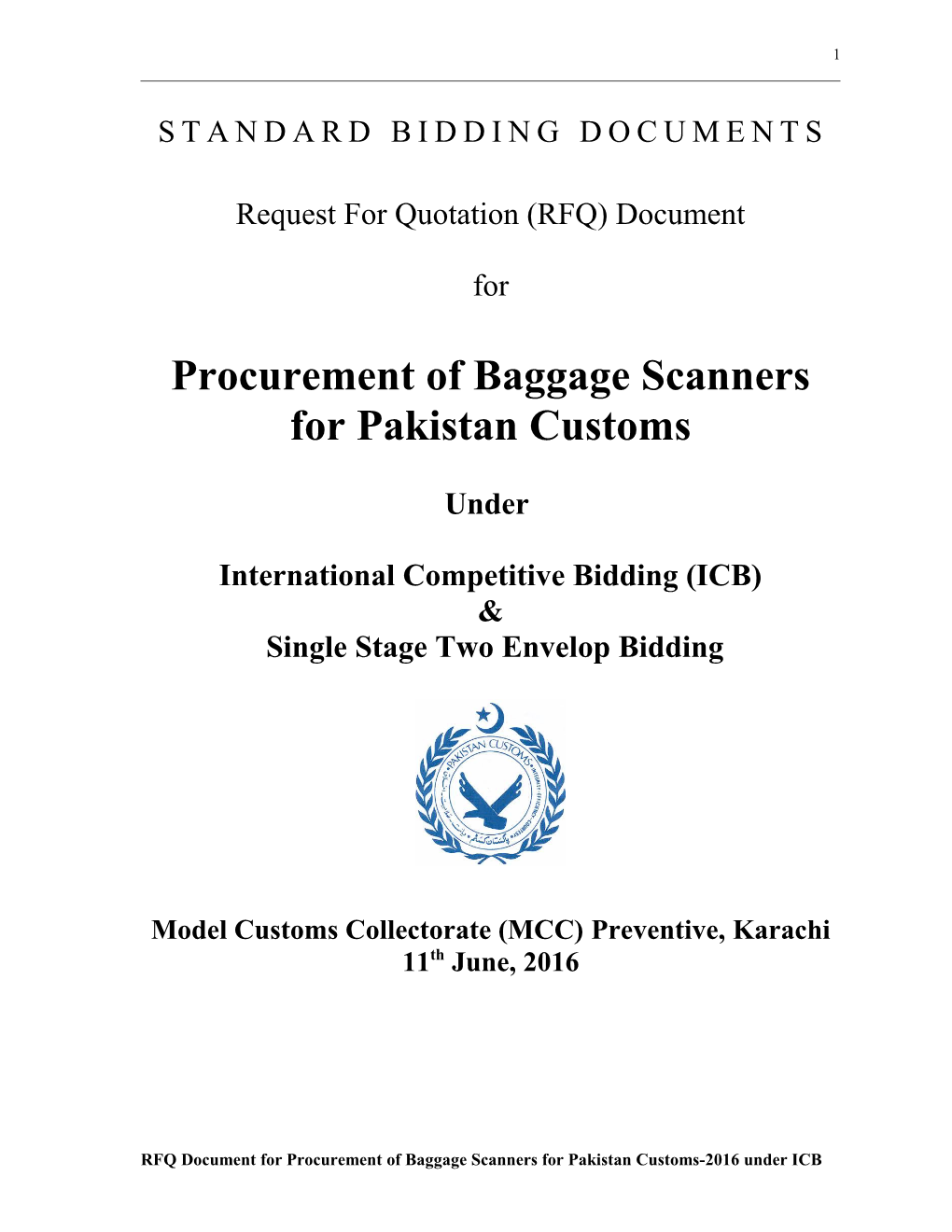 Procurement of Baggage Scanners for Pakistan Customs