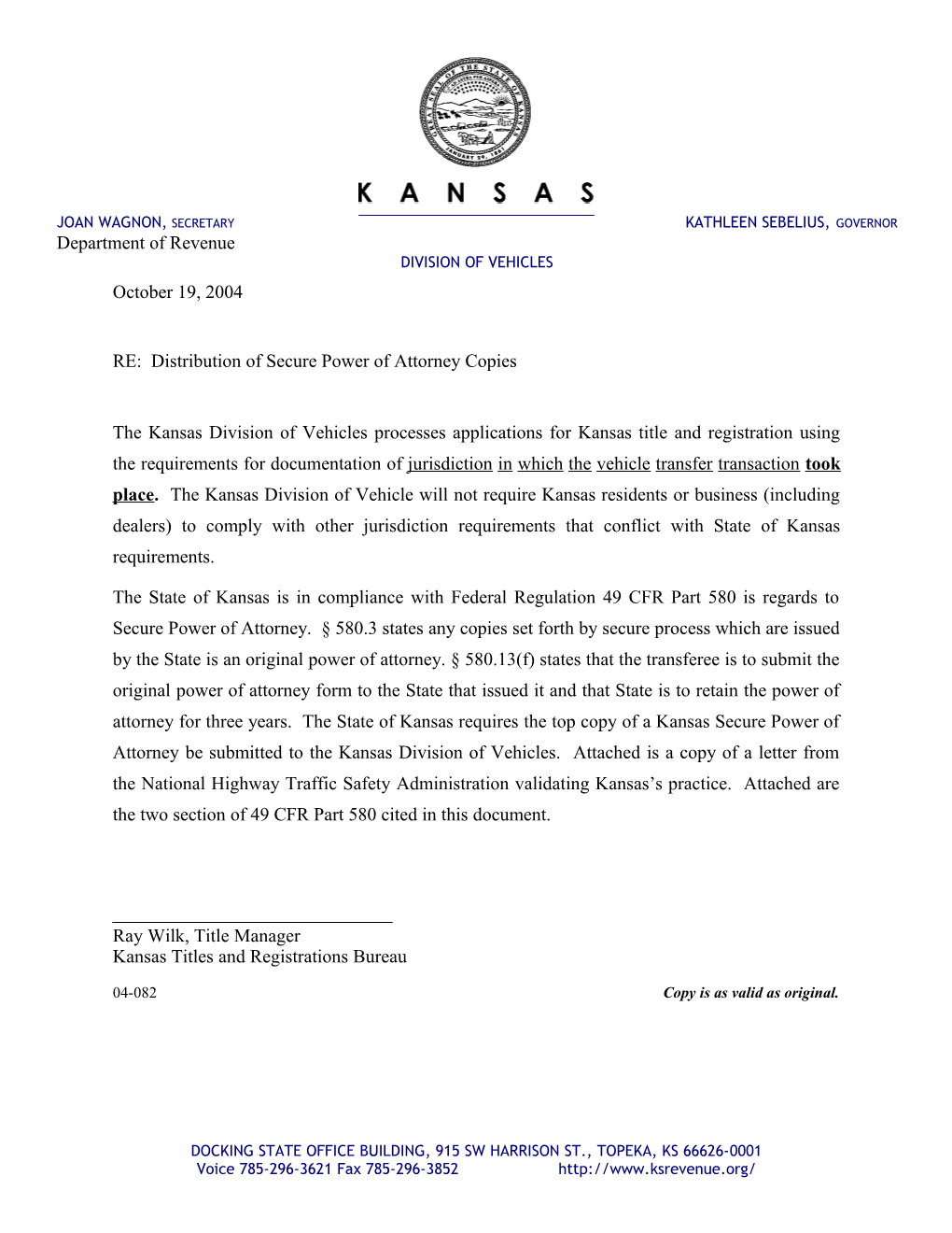 Distribution of Secure Power of Attorney Copies