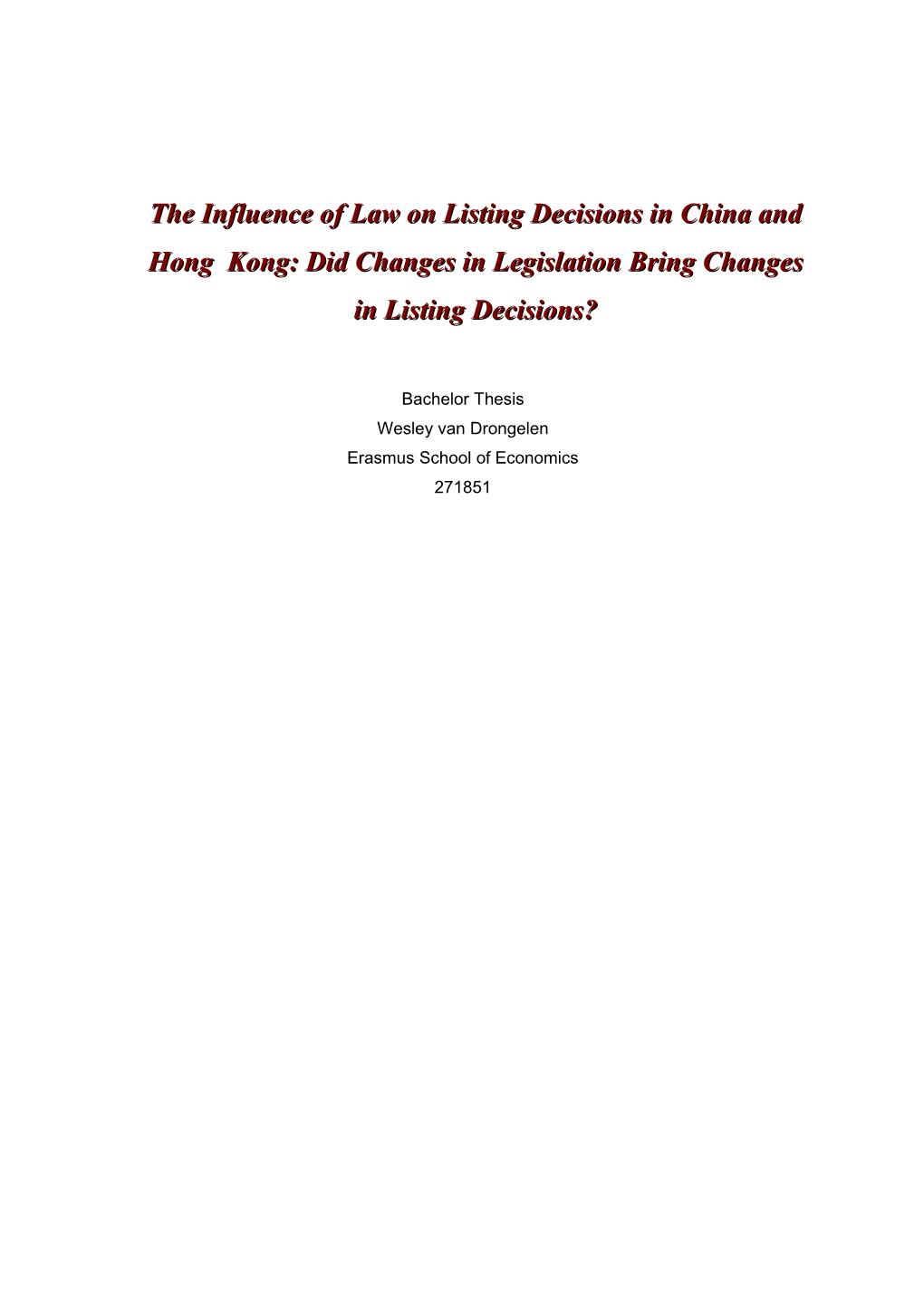 The Influence of Law on Stock Issuing Costs in China and Hong Kong