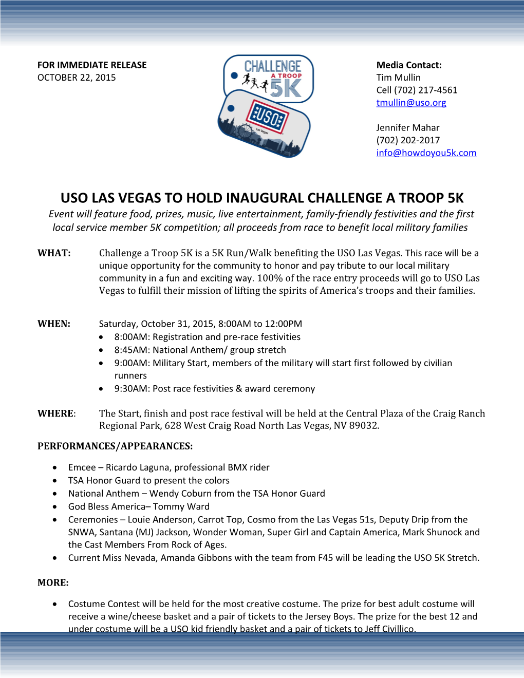 Uso Las Vegas to Hold Inaugural Challenge a Troop 5K