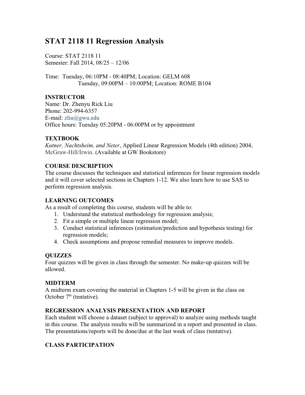 STAT 2118 11 Regression Analysis