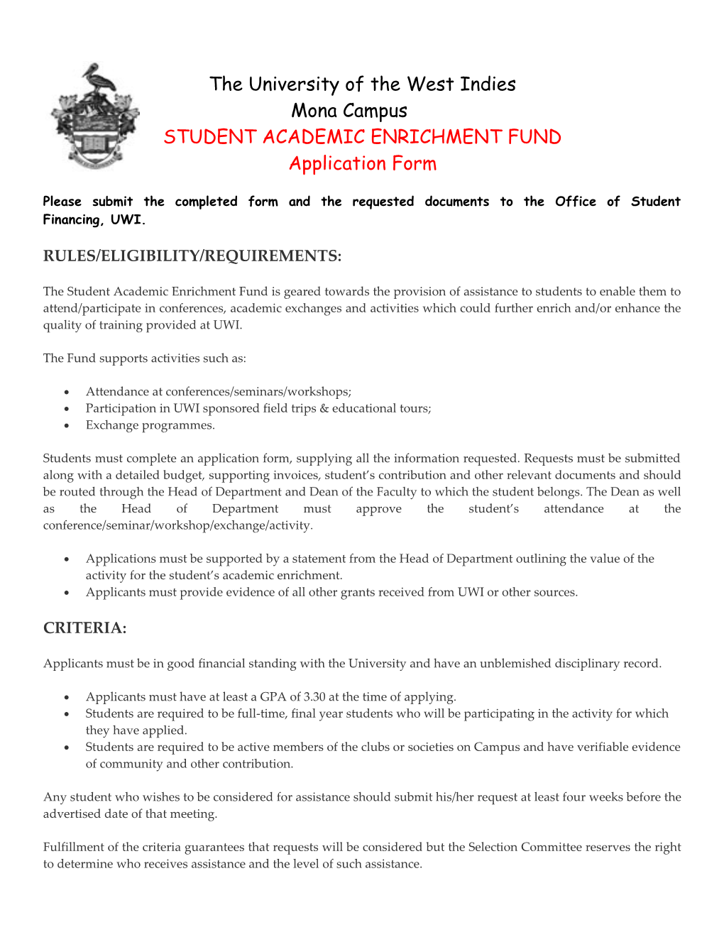 Student Academic Enrichment Fund