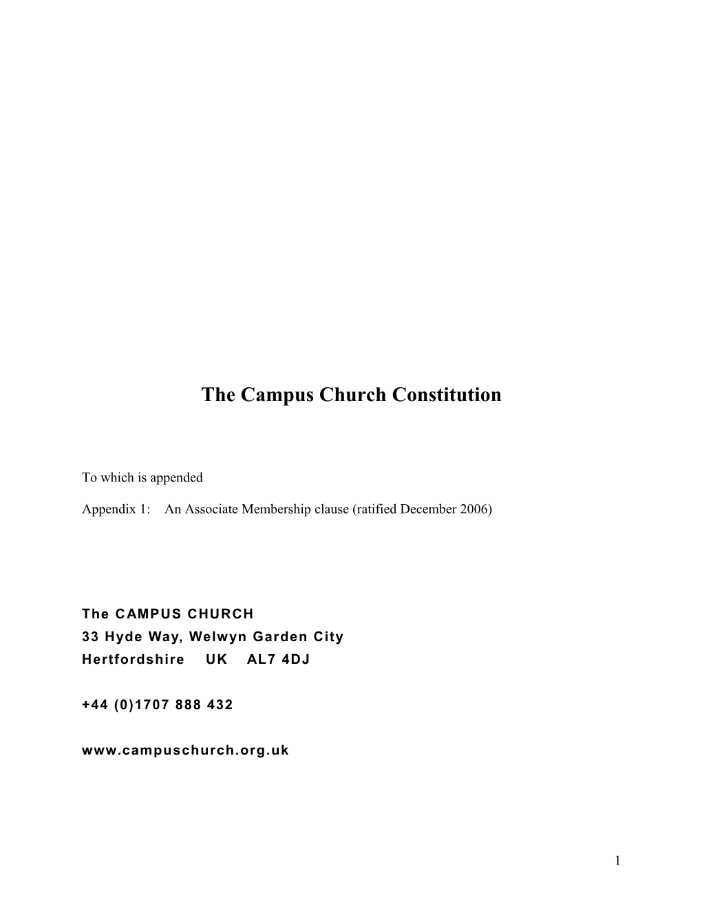 The Campus Church Draft Constitution