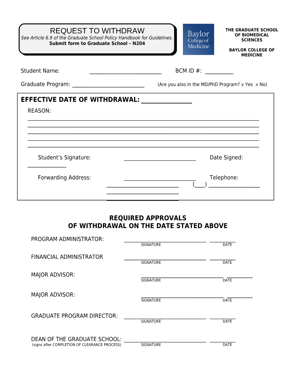 Status Report Signature Page