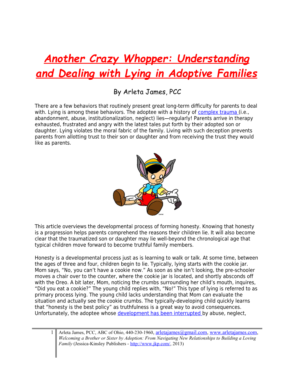 Another Crazy Whopper: Understanding and Dealing with Lying in Adoptive Families